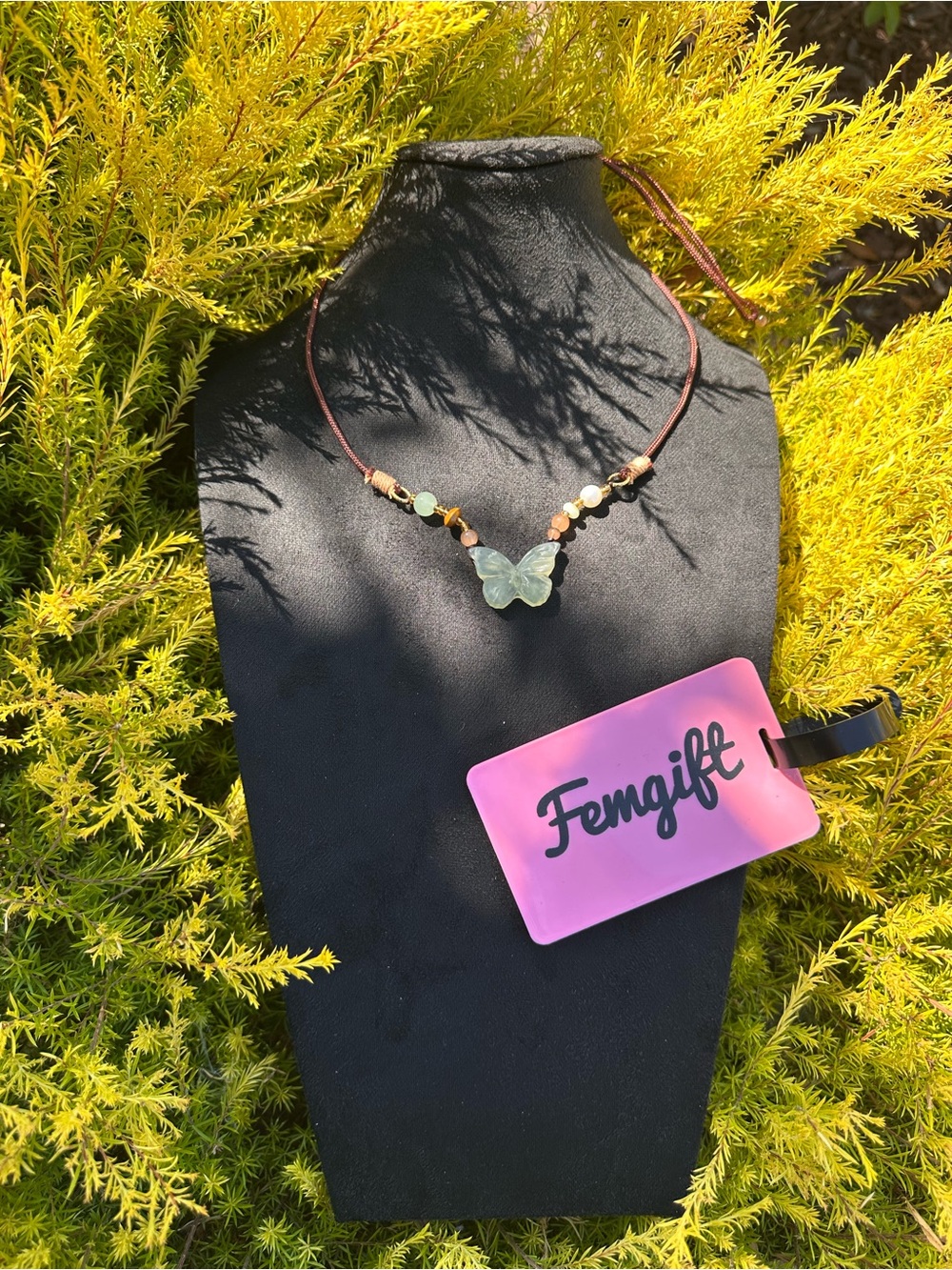 Green Butterfly Beaded Necklace